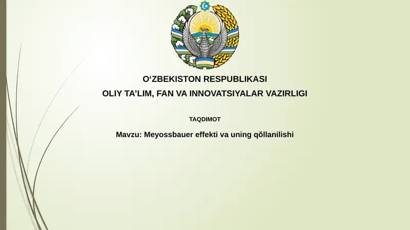 Mössbauer effektining asoslari va spektroskopiya nazariyasi