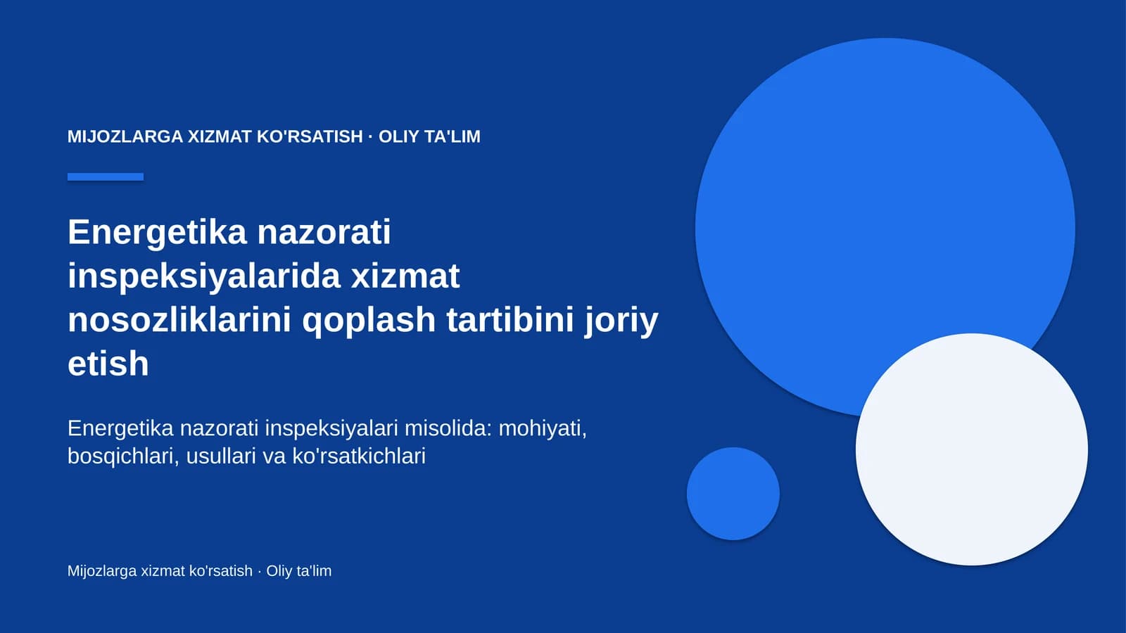 Energetika nazorati inspeksiyalarida xizmat nosozliklarini qoplash tartibini joriy etish