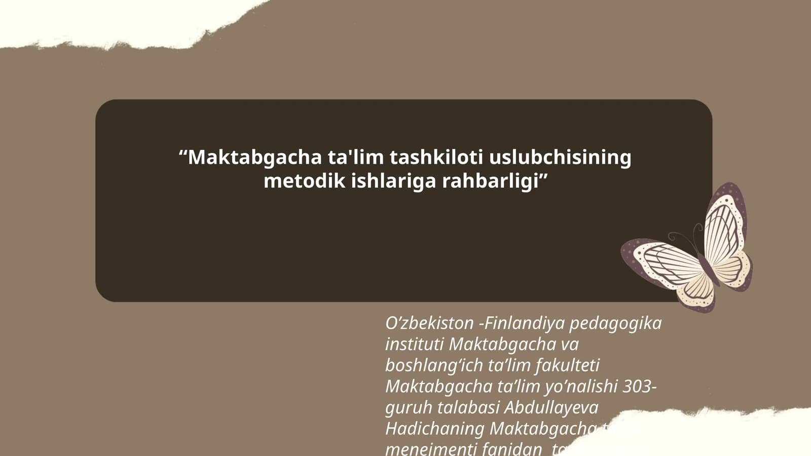 Maktabgacha ta'lim tashkiloti uslubchisining metodik ishlariga rahbarligi