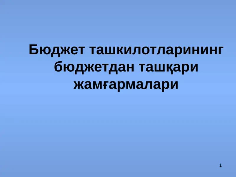 Бюджет ташкилотларининг бюджетдан ташқари жамғармалари
