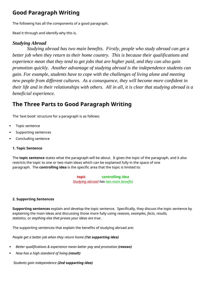 Good Paragraph Writing
