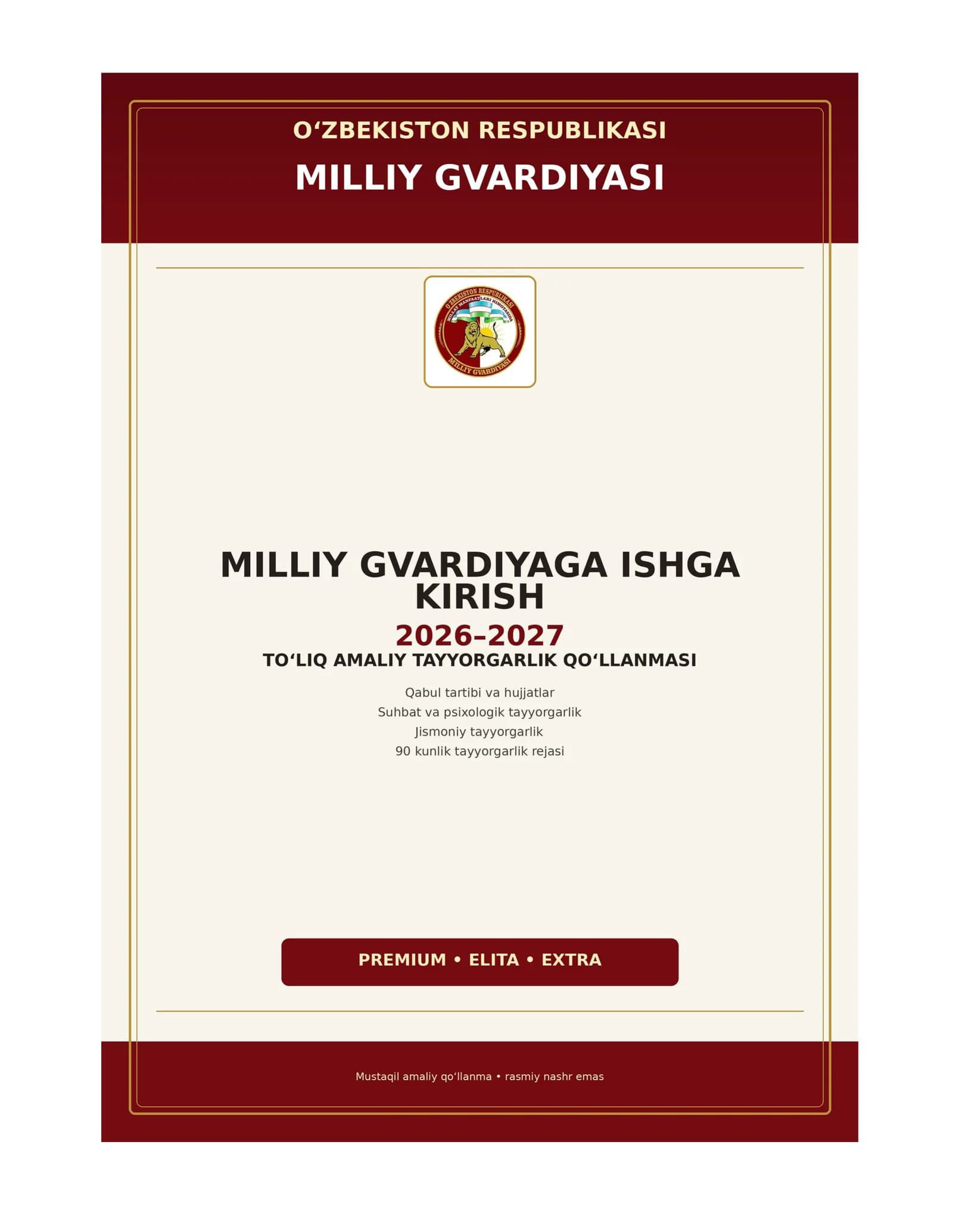 Milliy Gvardiyaga ishga kirish 2026-2027 QO'LLANMA