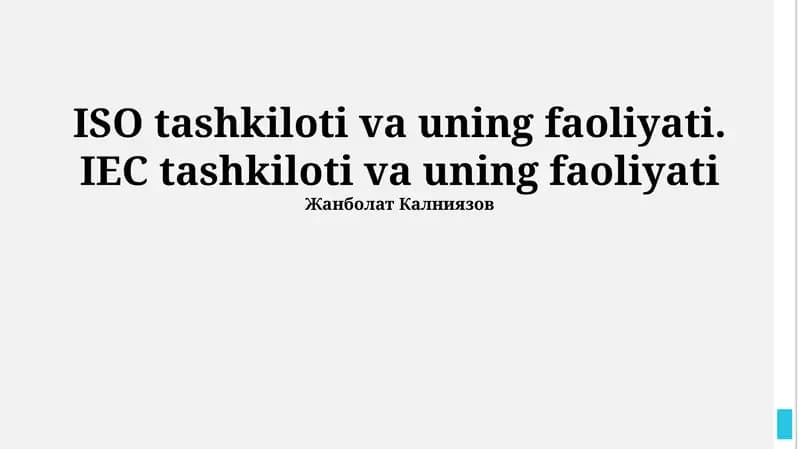 ISO va IEC o'rtasidagi hamkorlik