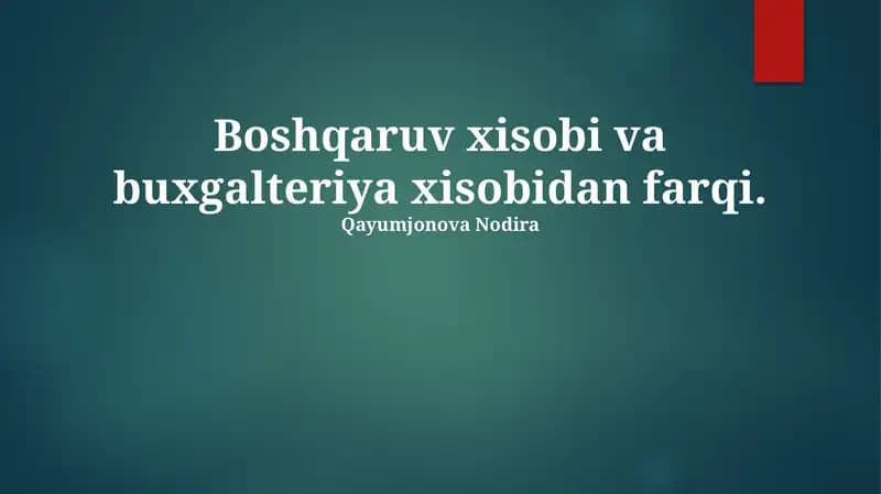 Молиявий ҳисобнинг асосий маълумот