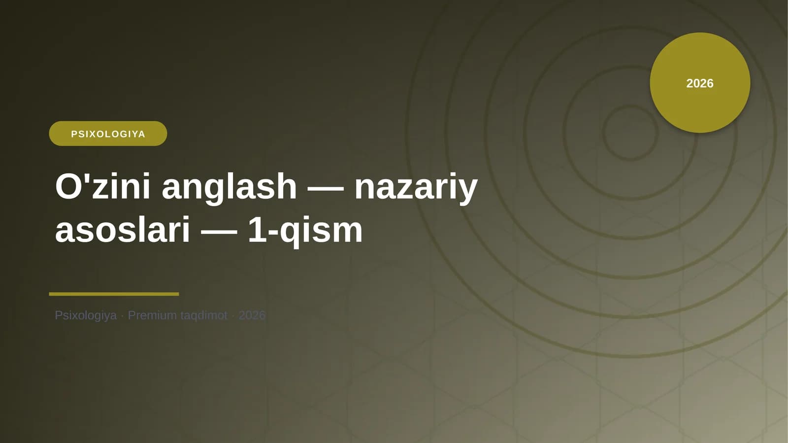 O'zini anglash — nazariy asoslari — 1-qism