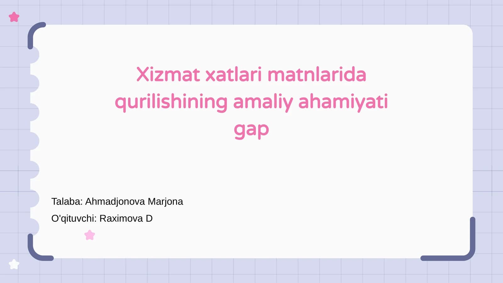 Xizmat xatlari matnlarida qurilishining amaliy ahamiyati gap
