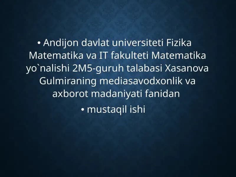 Algoritmlar va foydalanuvchi xatti-harakati