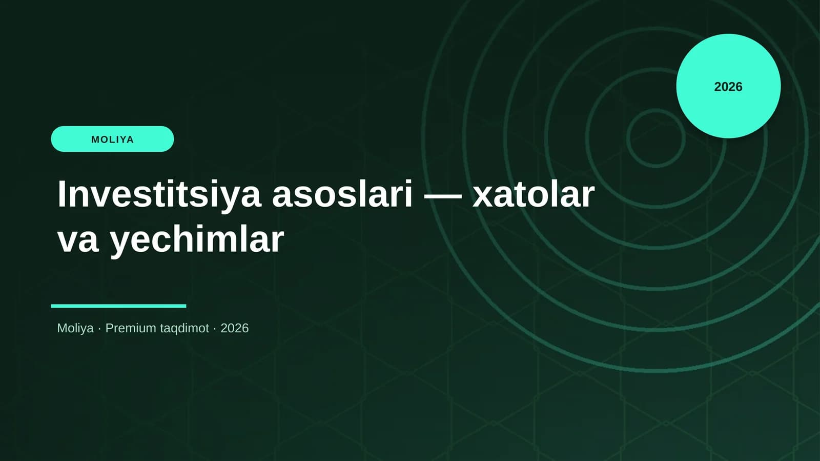 Investitsiya asoslari — xatolar va yechimlar