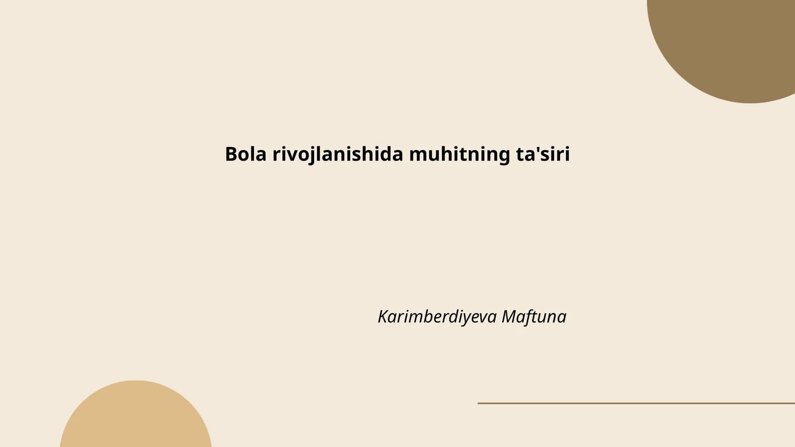 Bola rivojlanishida muhitning ta'siri