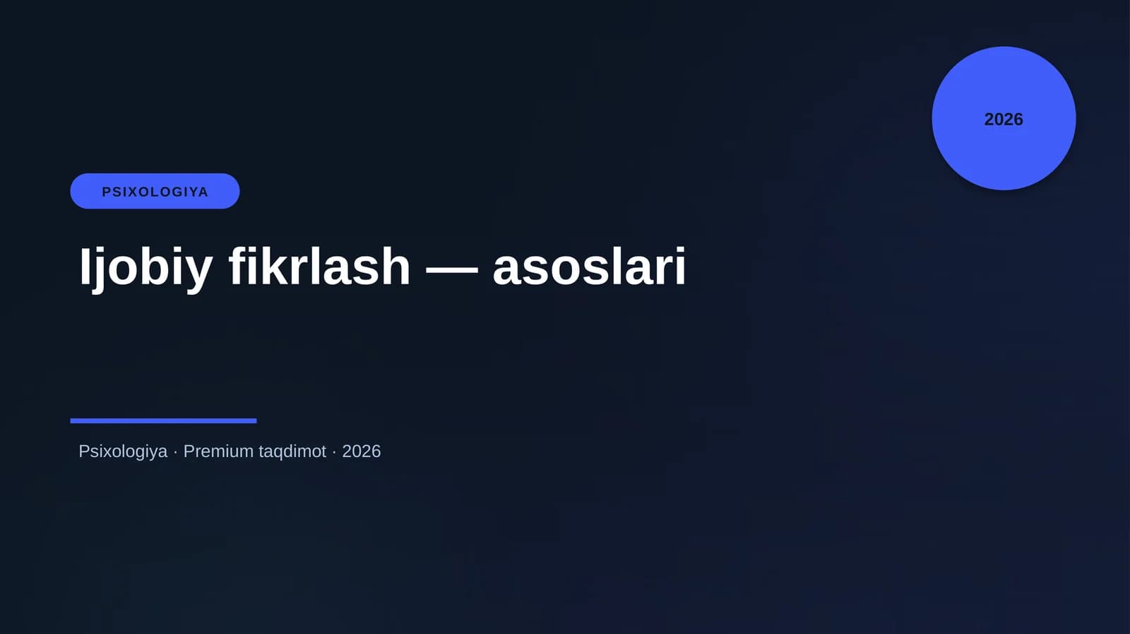 Ijobiy fikrlash — asoslari