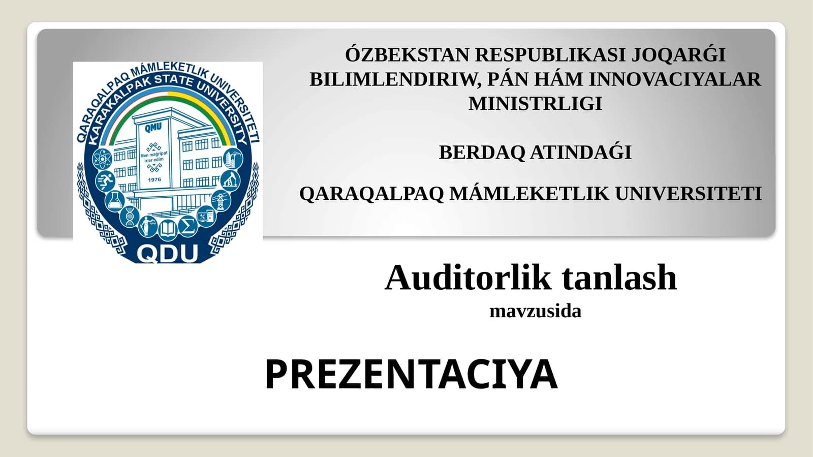 Auditorlik tanlash mavzusi