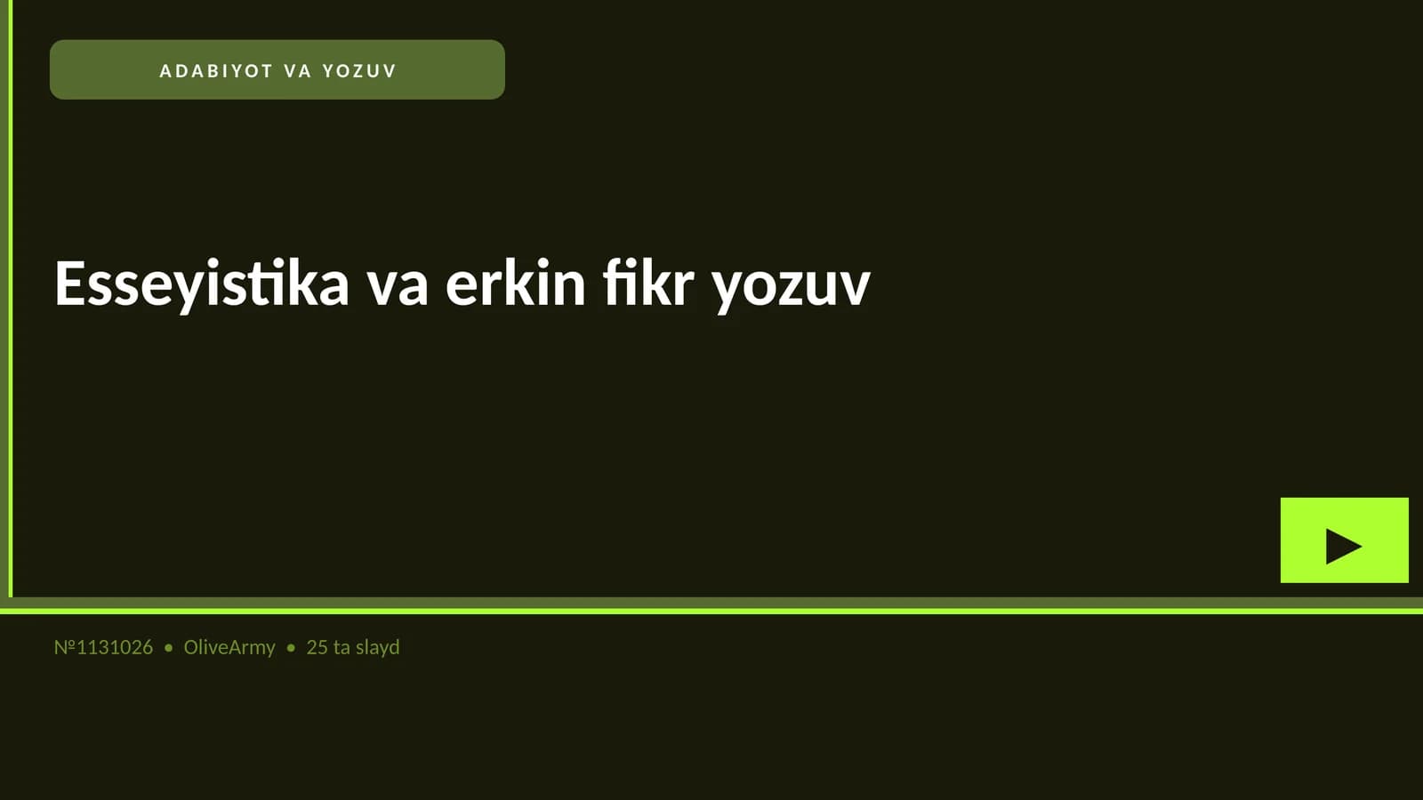 Esseyistika va erkin fikr yozuv