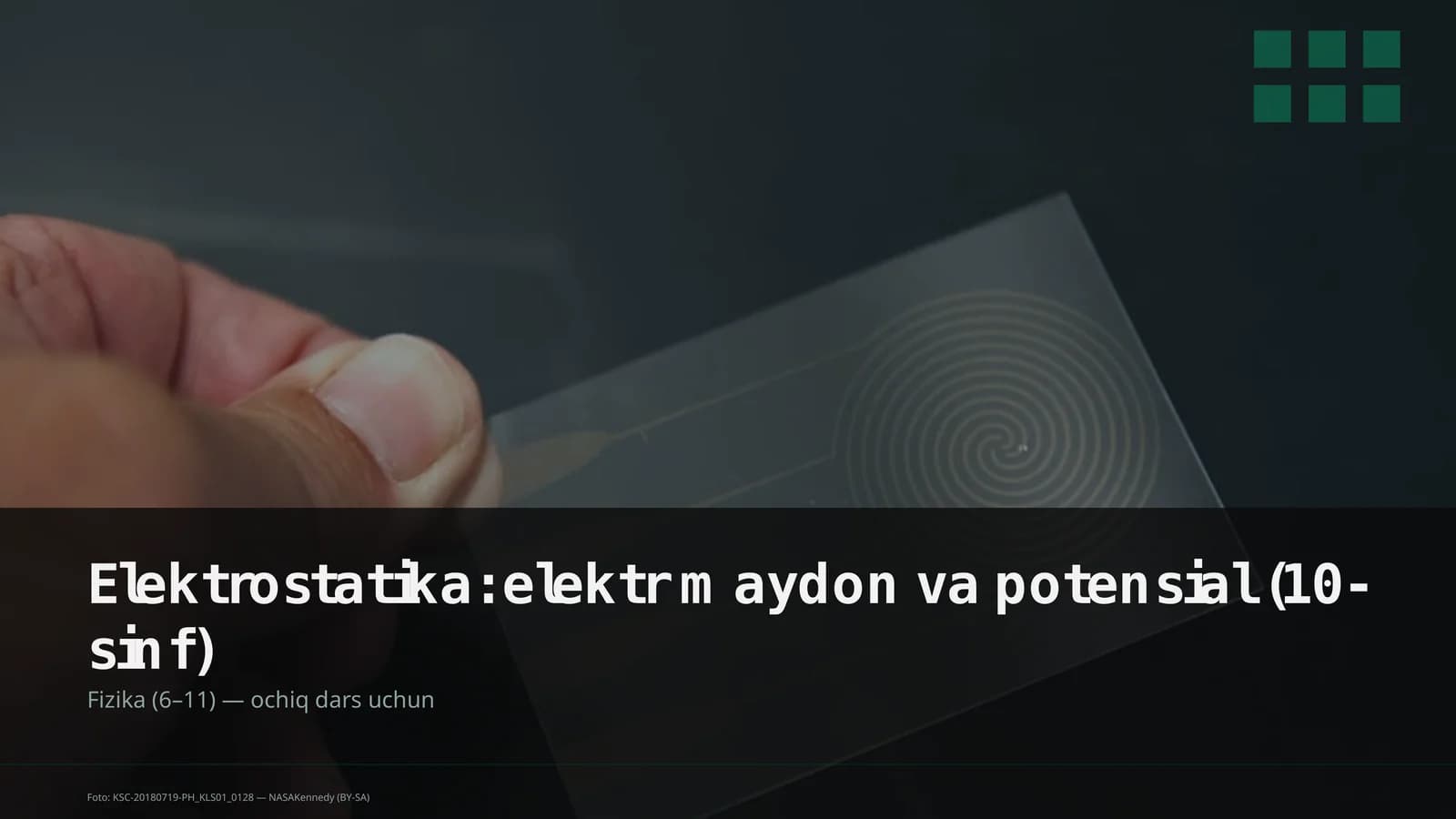 Elektrostatika: elektr maydon va potensial (10-sinf)