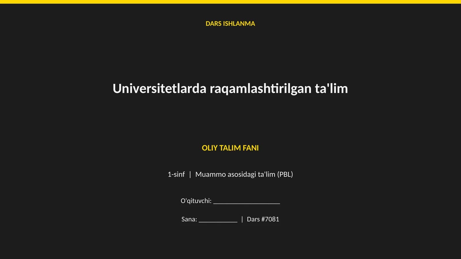 Universitetlarda raqamlashtirilgan ta'lim