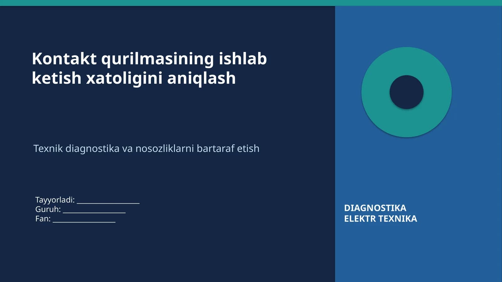 Kontakt qurilmasining ishlab ketish xatoligini aniqlash