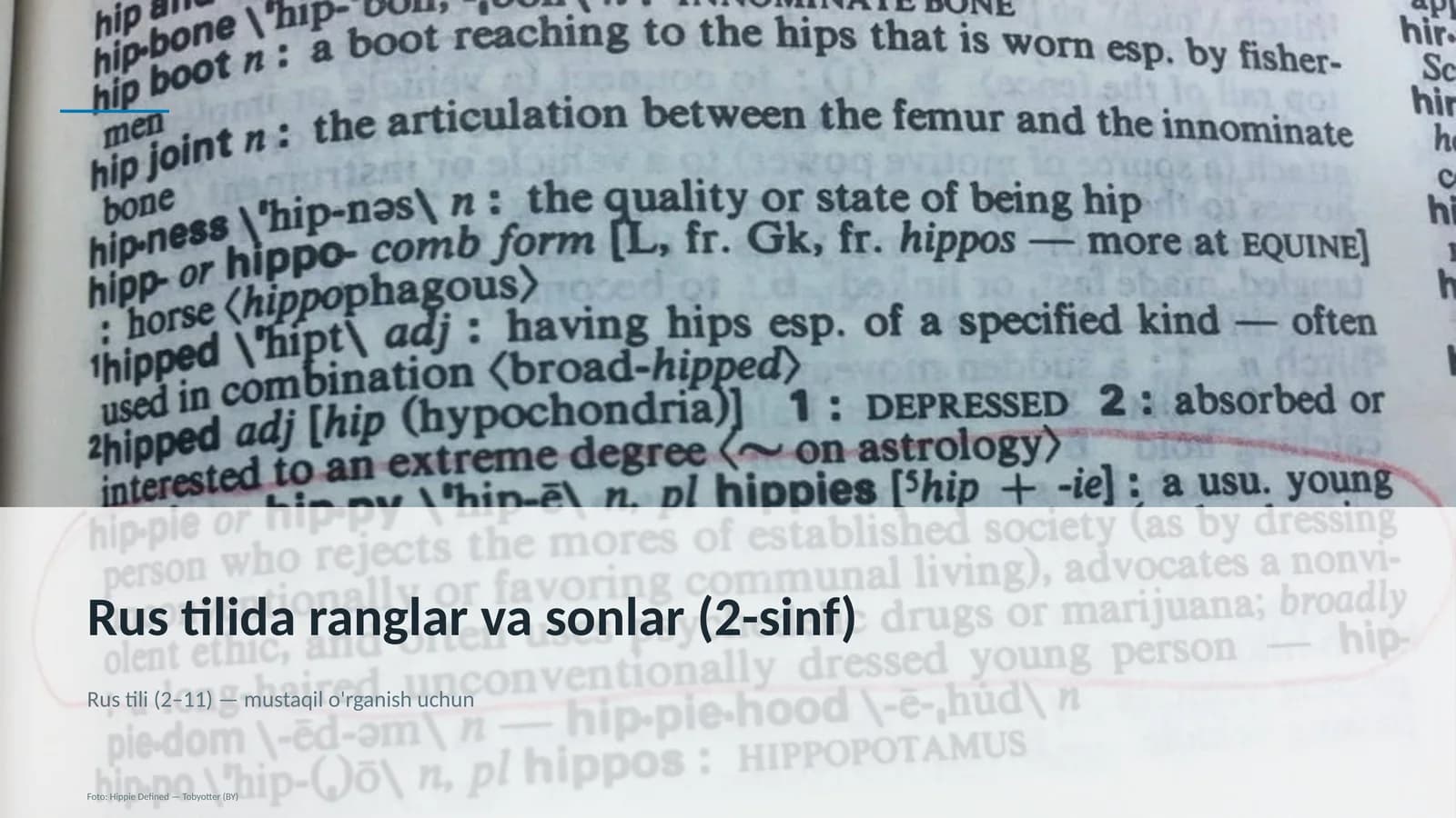 Rus tilida ranglar va sonlar (2-sinf)