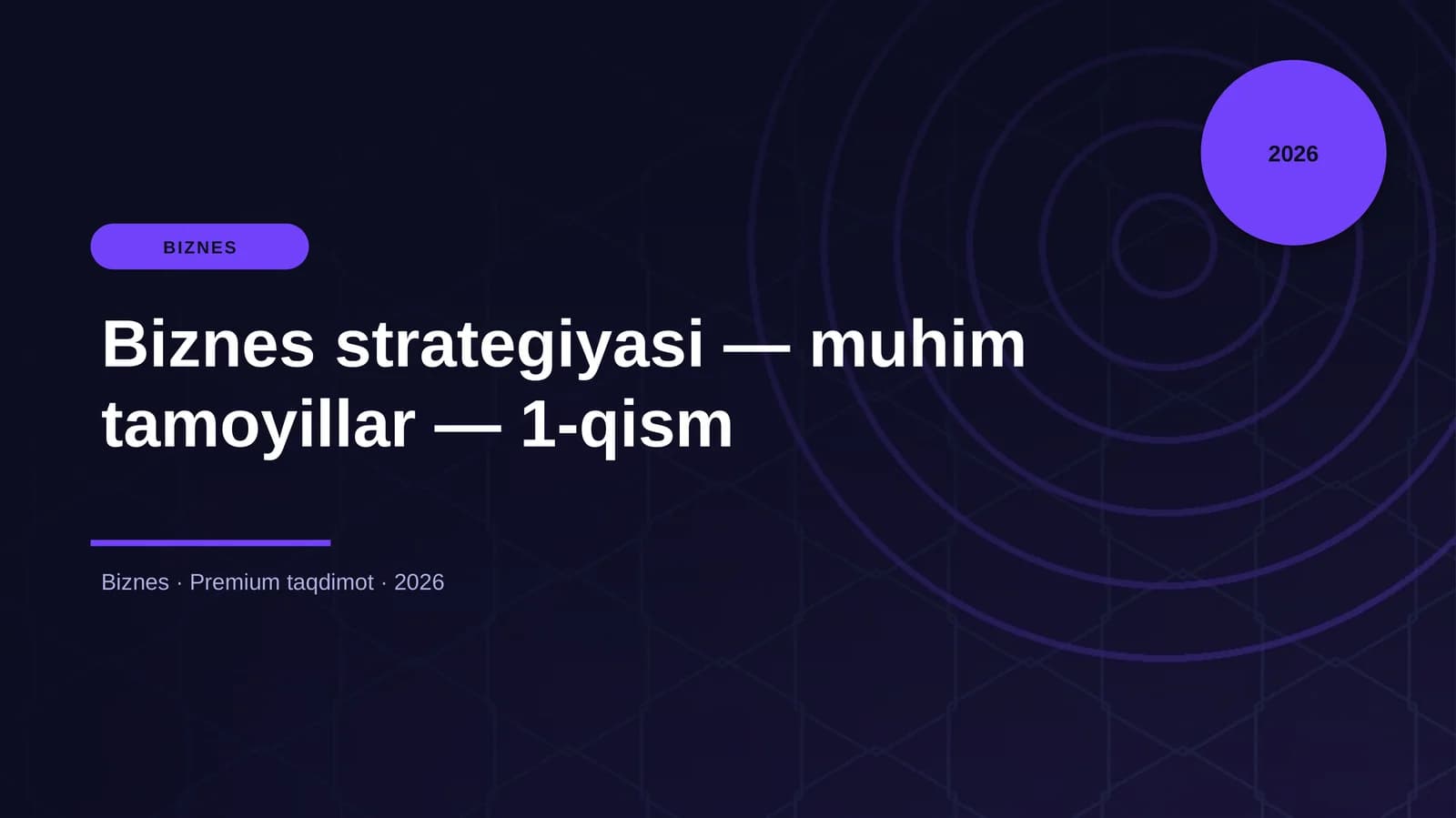 Biznes strategiyasi — muhim tamoyillar — 1-qism