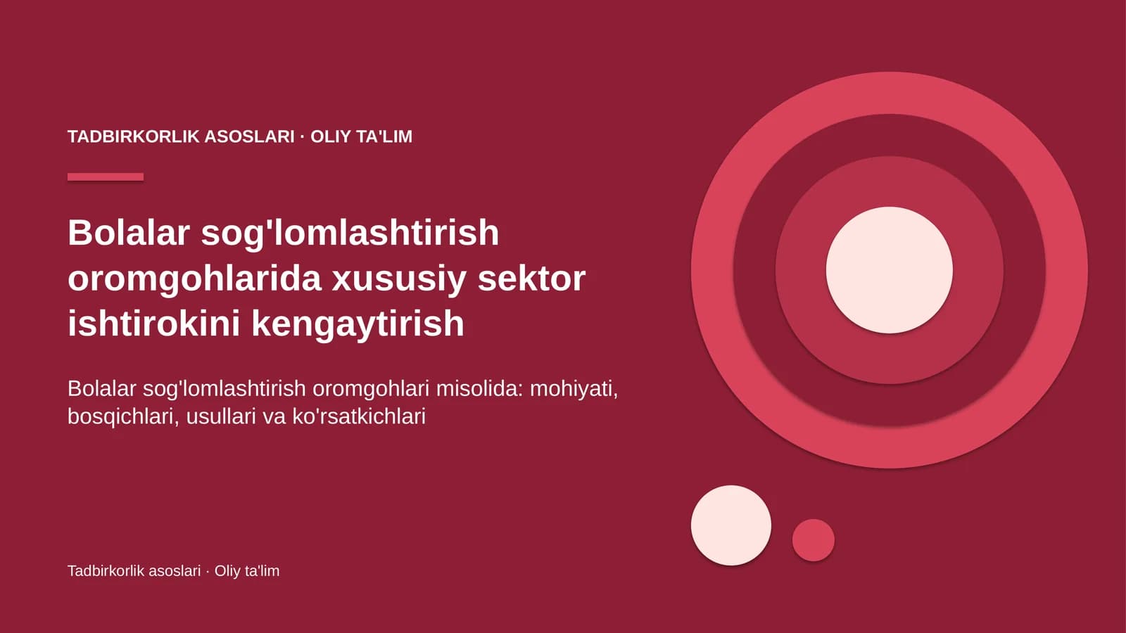 Tadbirkorlik asoslari · Oliy ta'lim