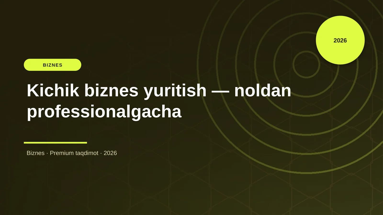Kichik biznes yuritish — noldan professionalgacha
