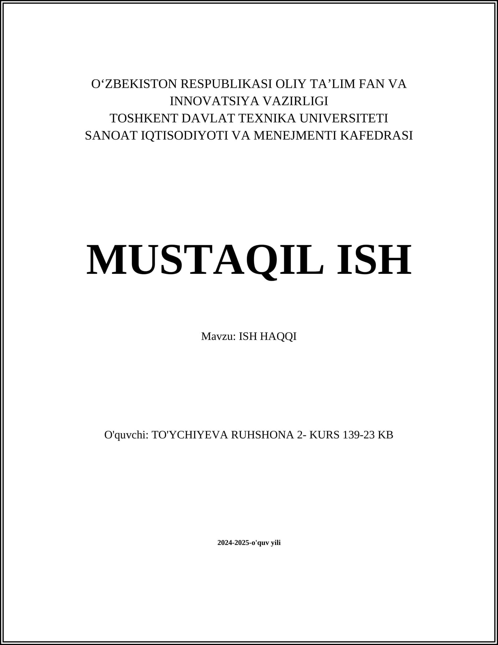 Ish haqqi