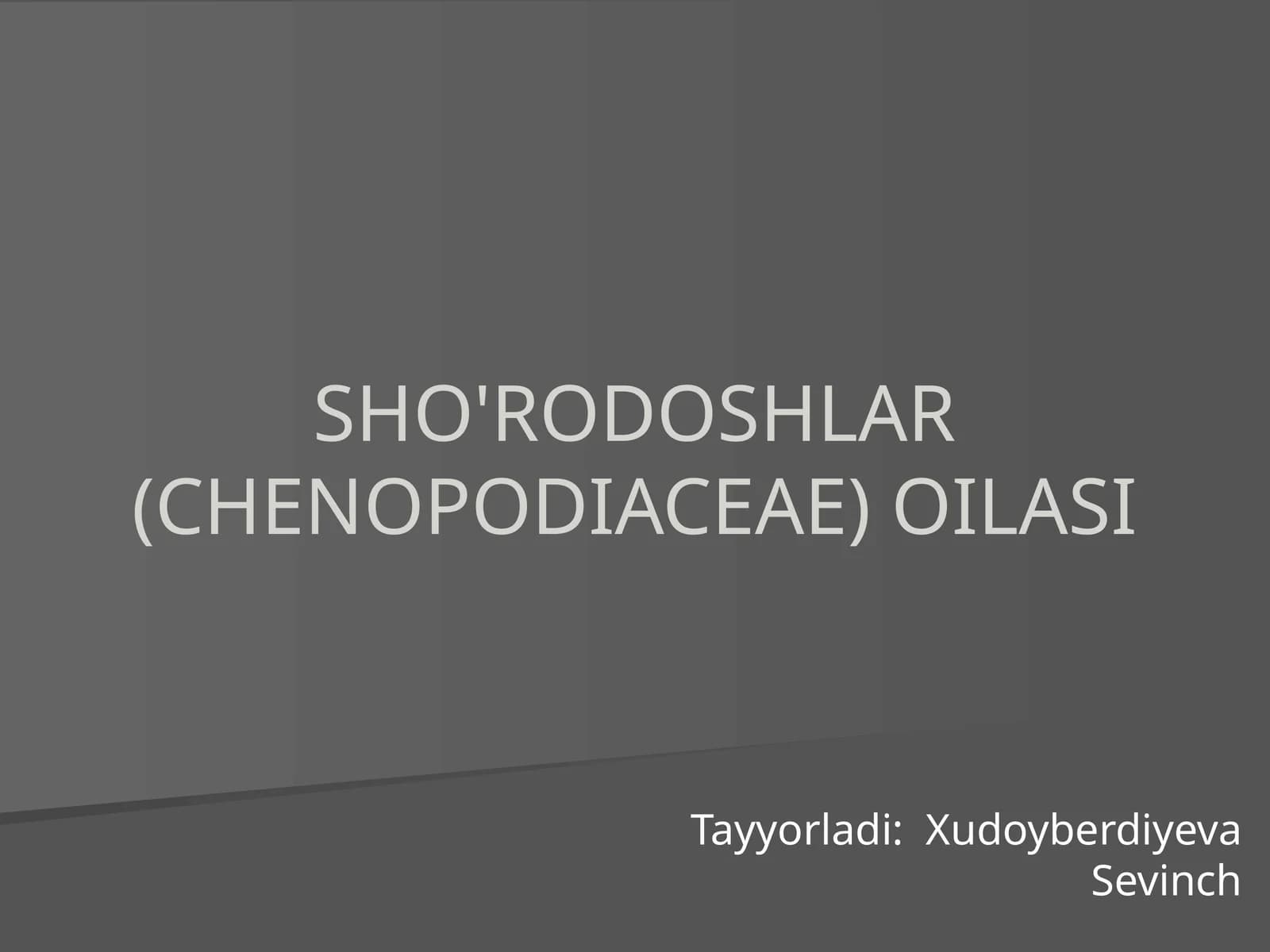 SHO'RODOSHLAR (CHENOPODIACEAE) OILASI