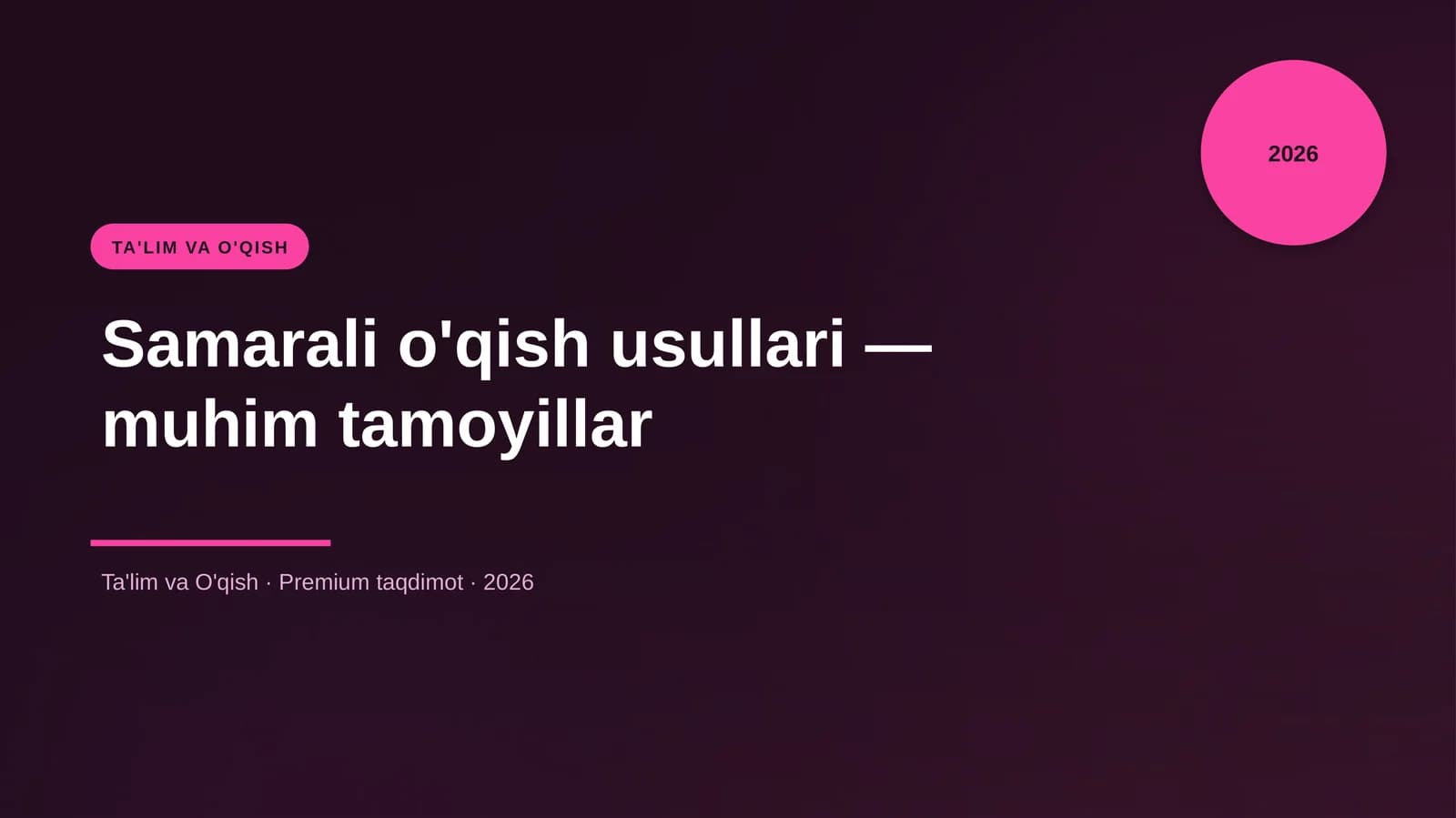 Samarali o'qish usullari — muhim tamoyillar