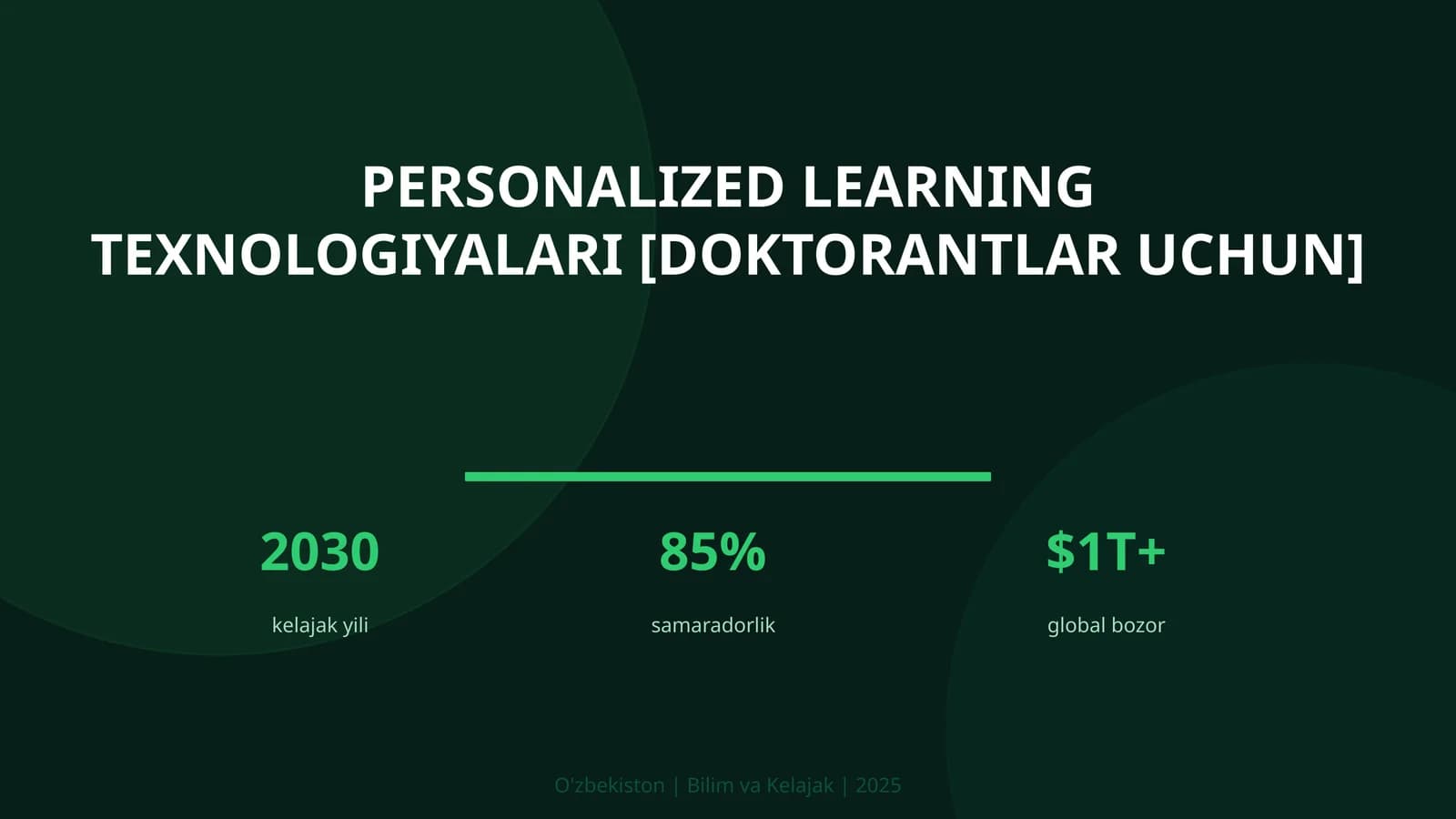 Personalized learning texnologiyalari [doktorantlar uchun]