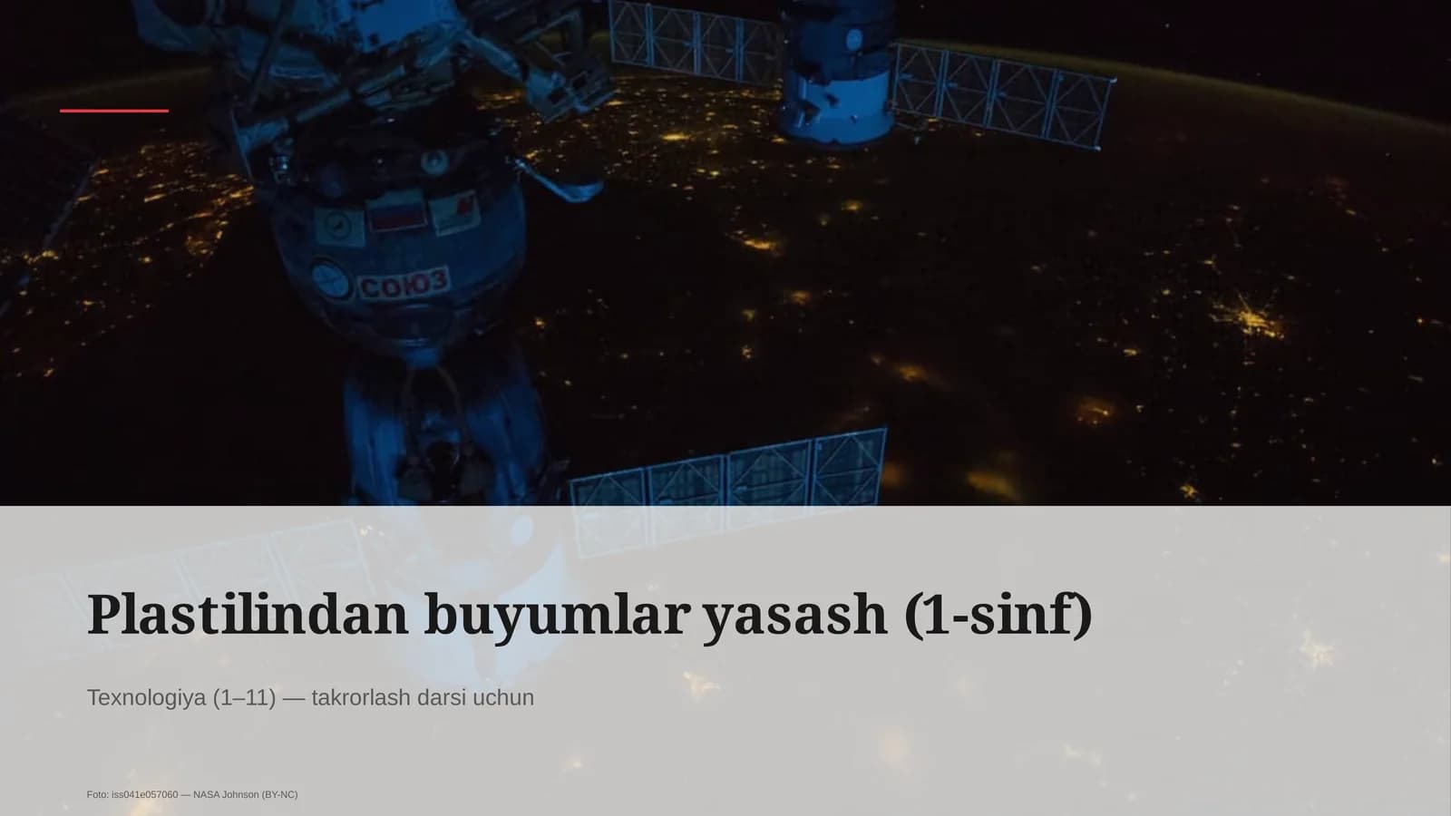 Plastilindan buyumlar yasash (1-sinf)