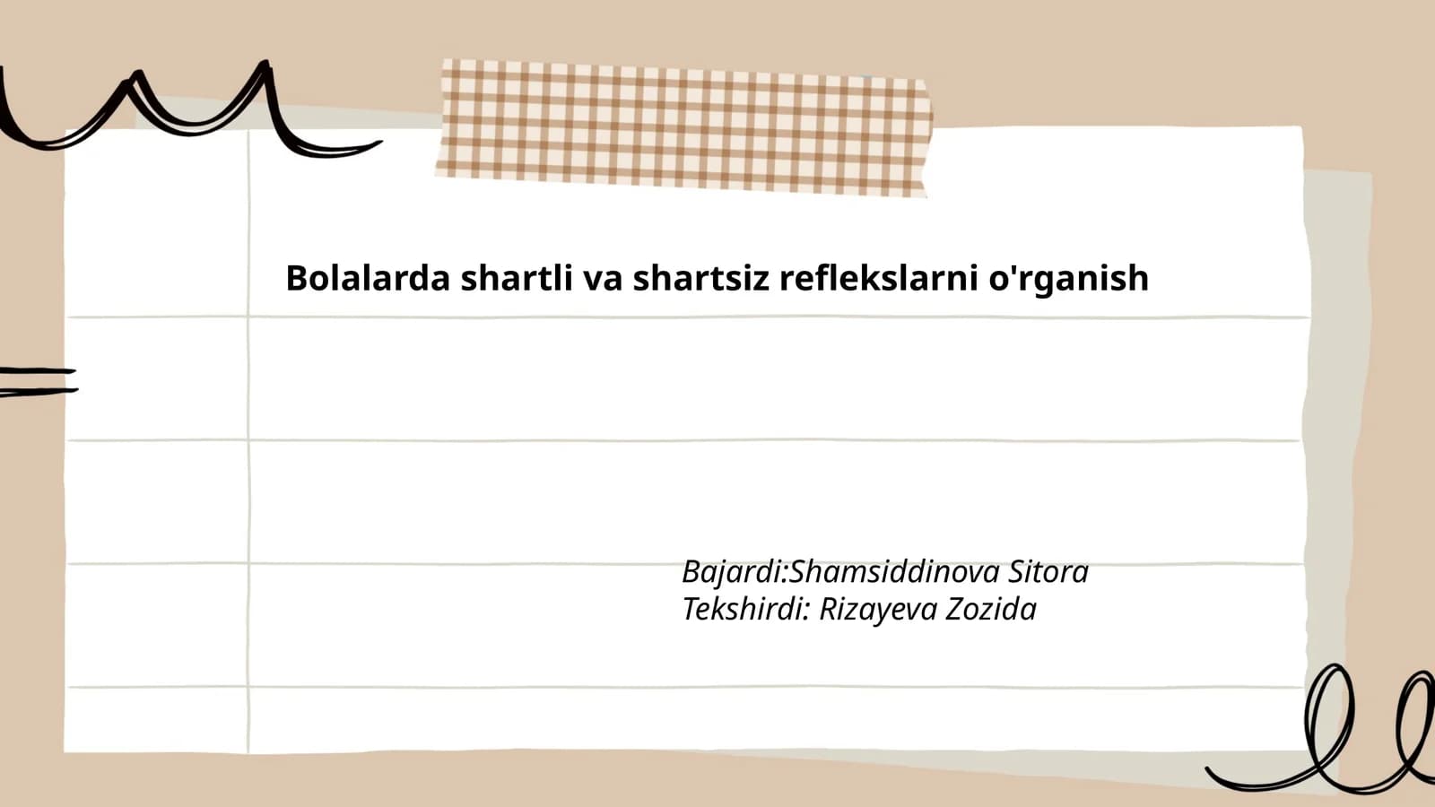 Bolalarda shartli va shartsiz reflekslarni o'rganish