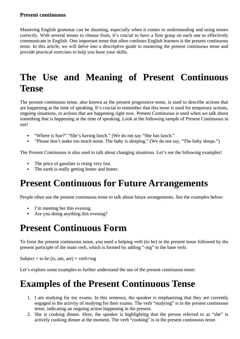 Present continuous