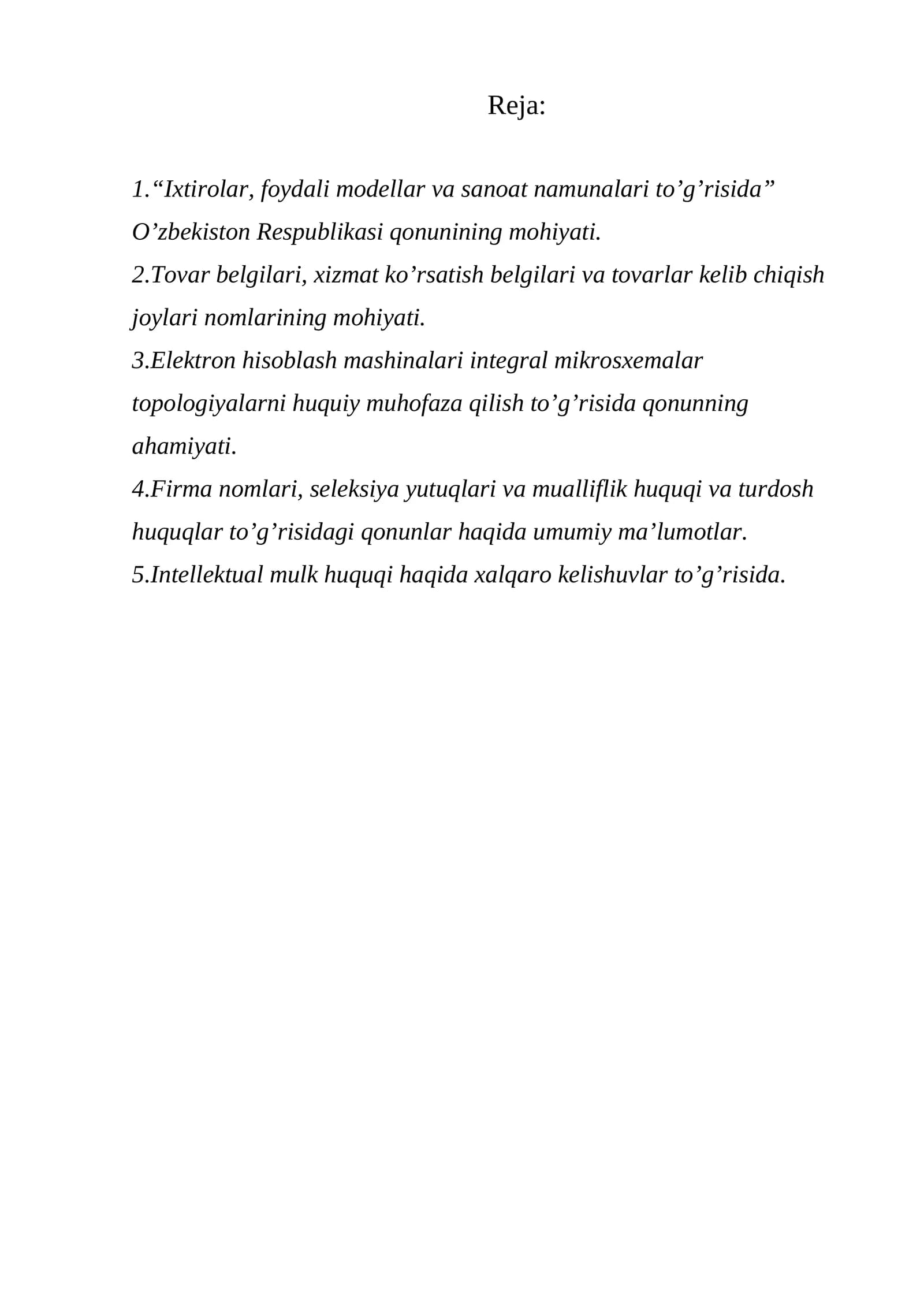 O’zbekiston Respublikasi qonuni