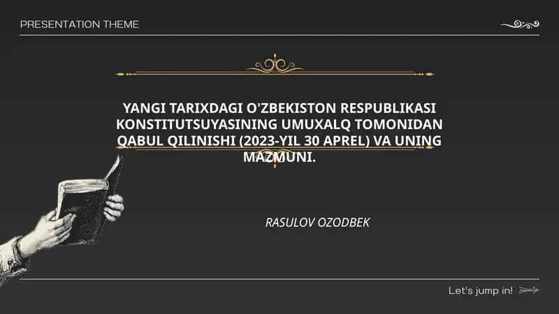 YANGI TARIXDAGI O'ZBEKISTON RESPUBLIKASI KONSTITUTSUYASINING UMUXALQ TOMONIDAN QABUL QILINISHI (2023-YIL 30 APREL) VA UNING MAZMUNI