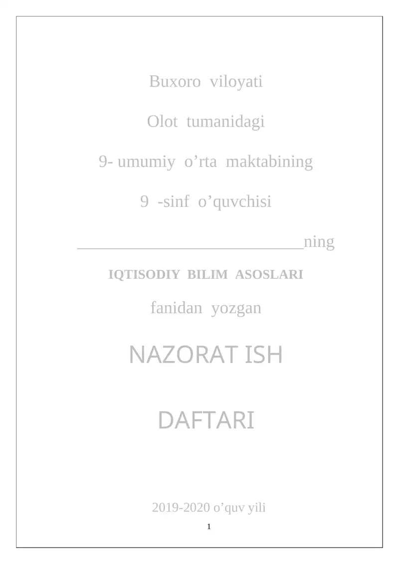 NAZORAT ISH DAFTARI