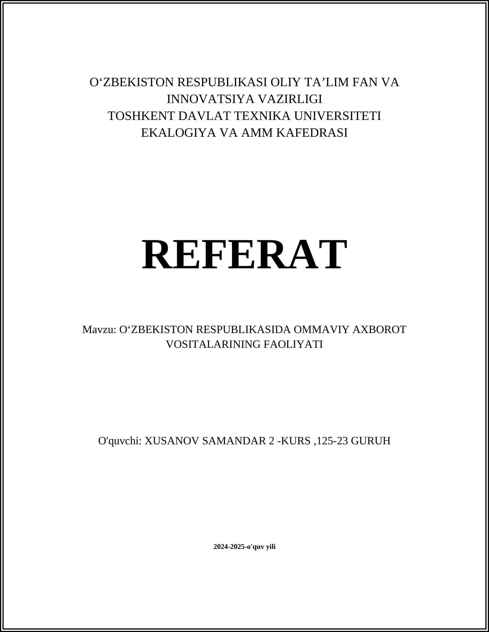 Ommaviy axborot vositalarining huquqiy maqomi