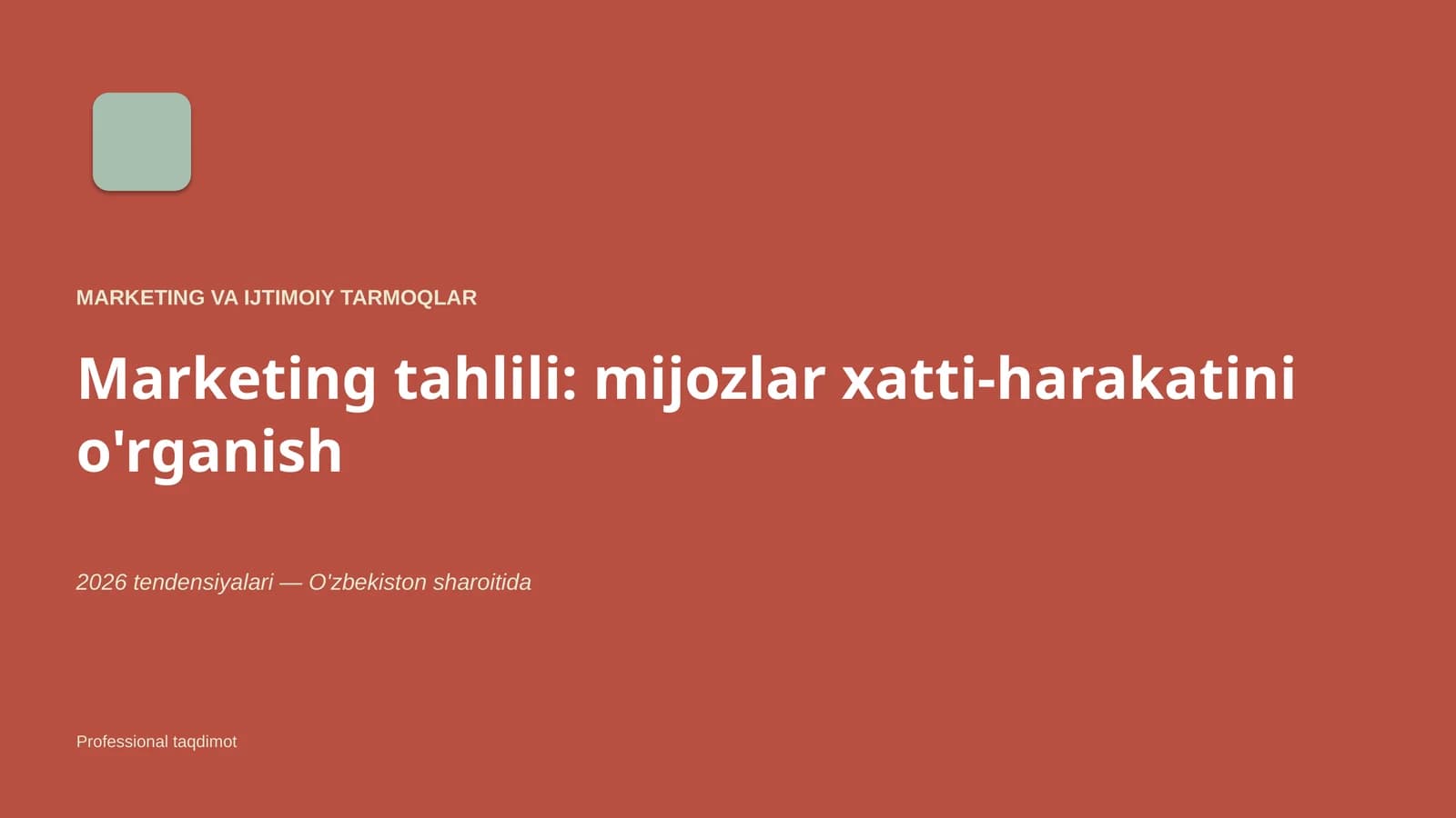 Marketing va Ijtimoiy Tarmoqlar