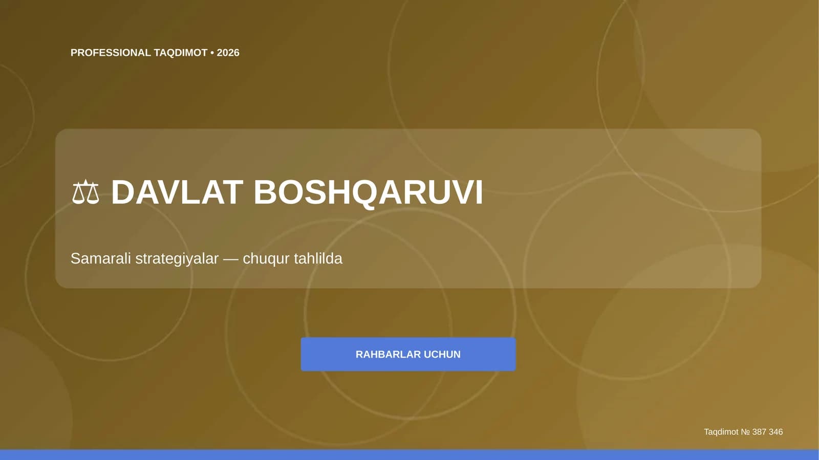 Davlat boshqaruvi: samarali strategiyalar (chuqur tahlilda) [rahbarlar uchun]