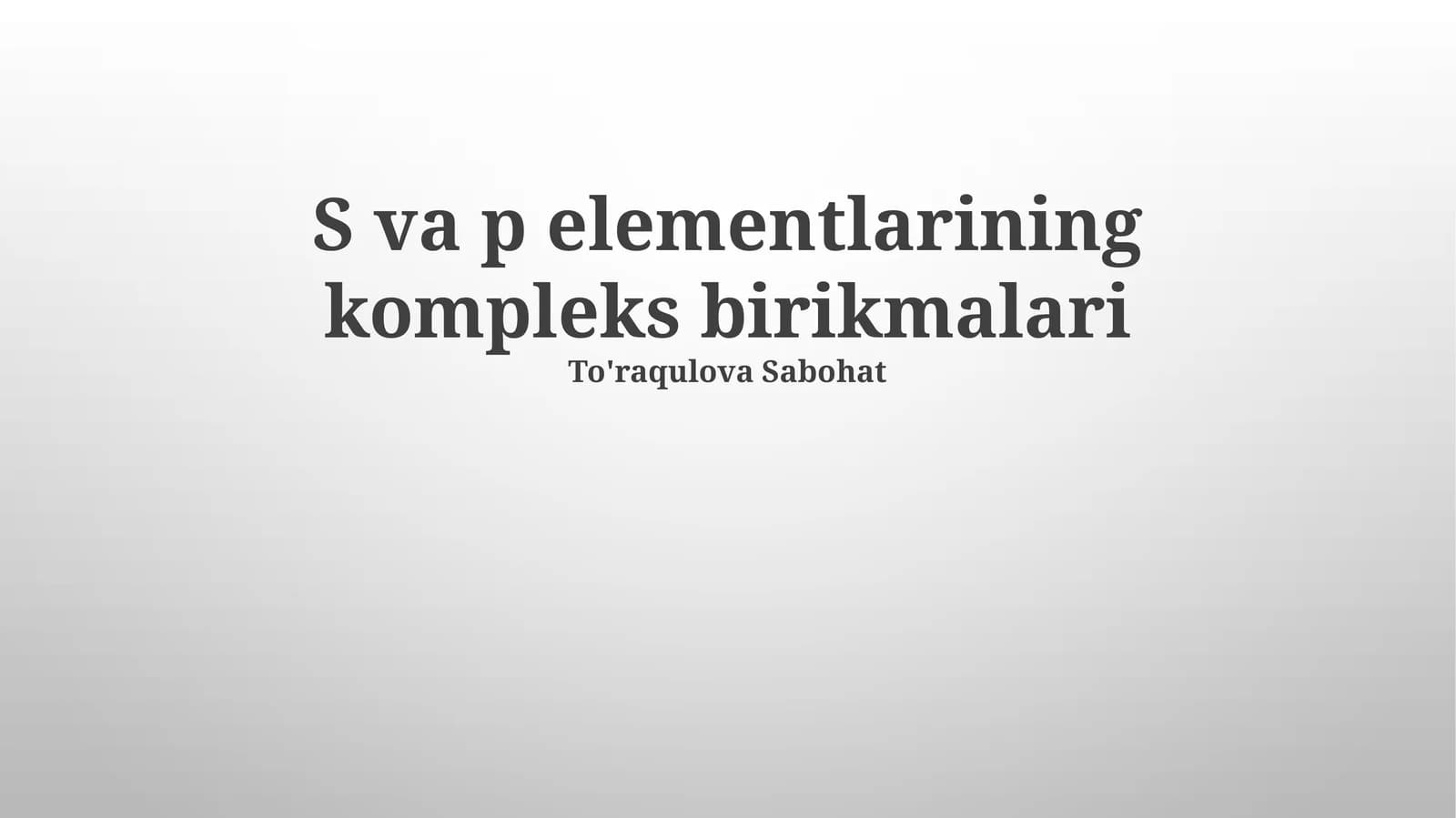 S va p elementlarining kompleks birikmalari
