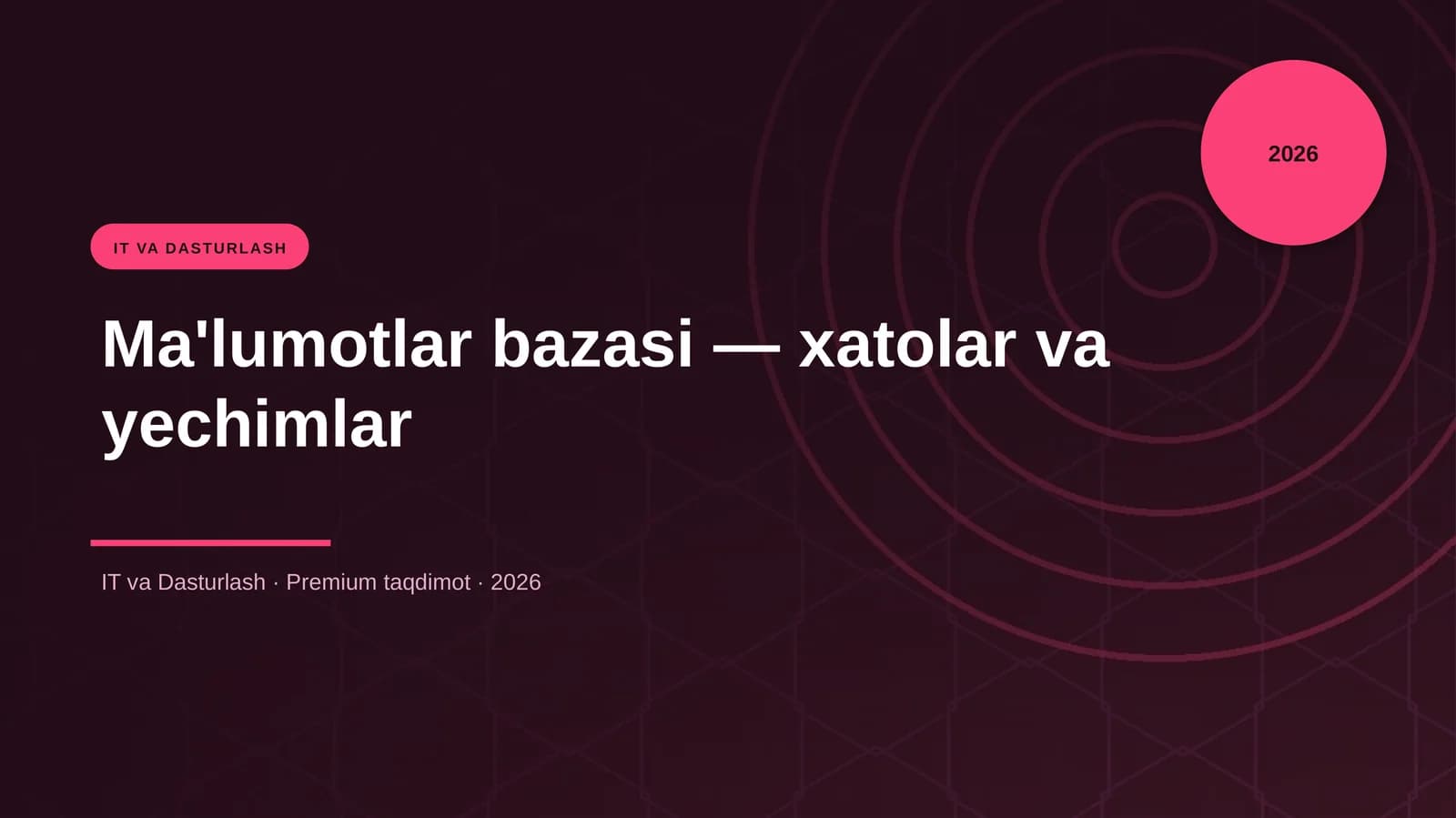 Ma'lumotlar bazasi — xatolar va yechimlar