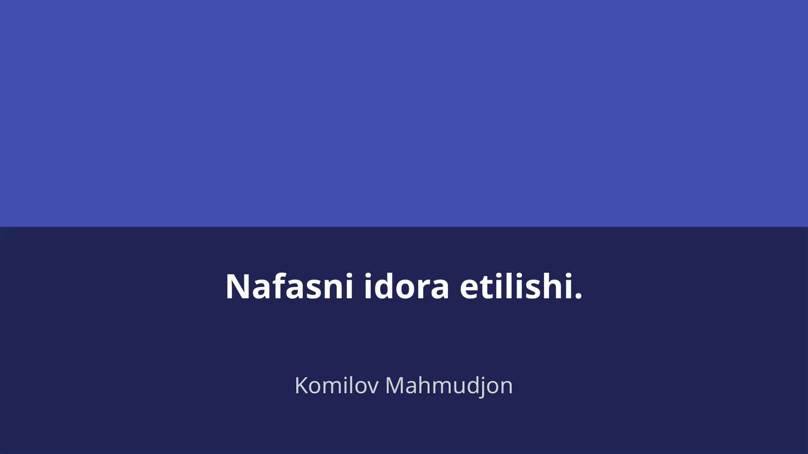 Nafasni idora etilishi
