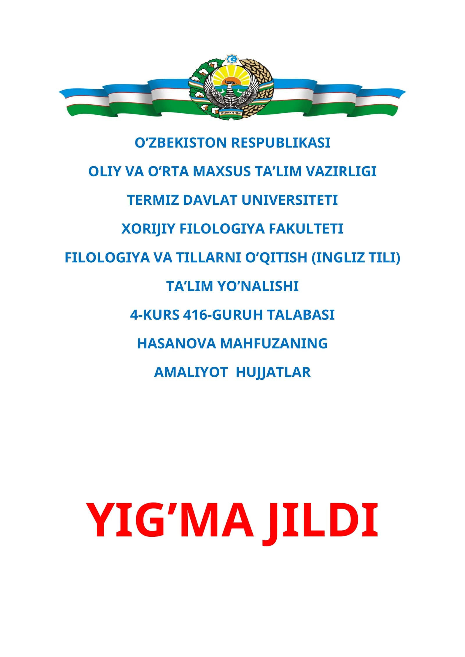 Amaliyot Hujjatlari Yig'ma Jildi