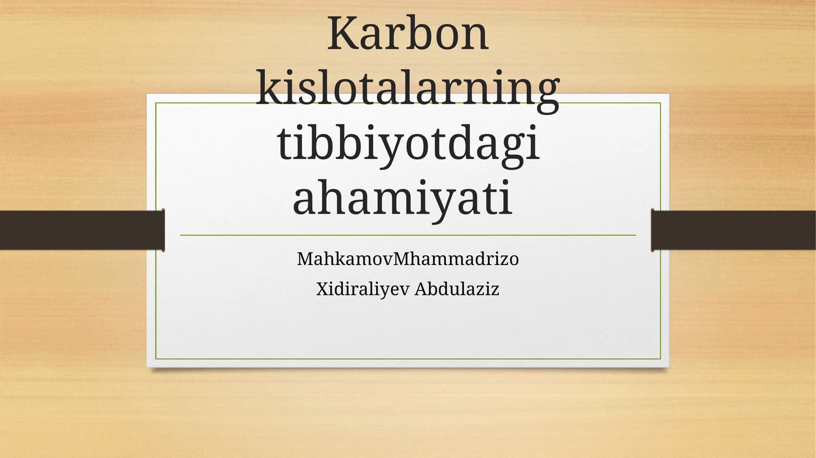 Karbon kislotalarning tibbiyotdagi ahamiyati