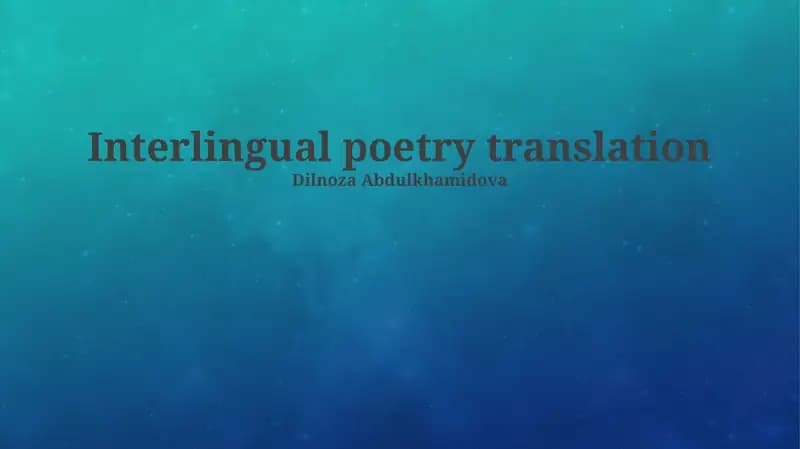 Interlingual poetry translation