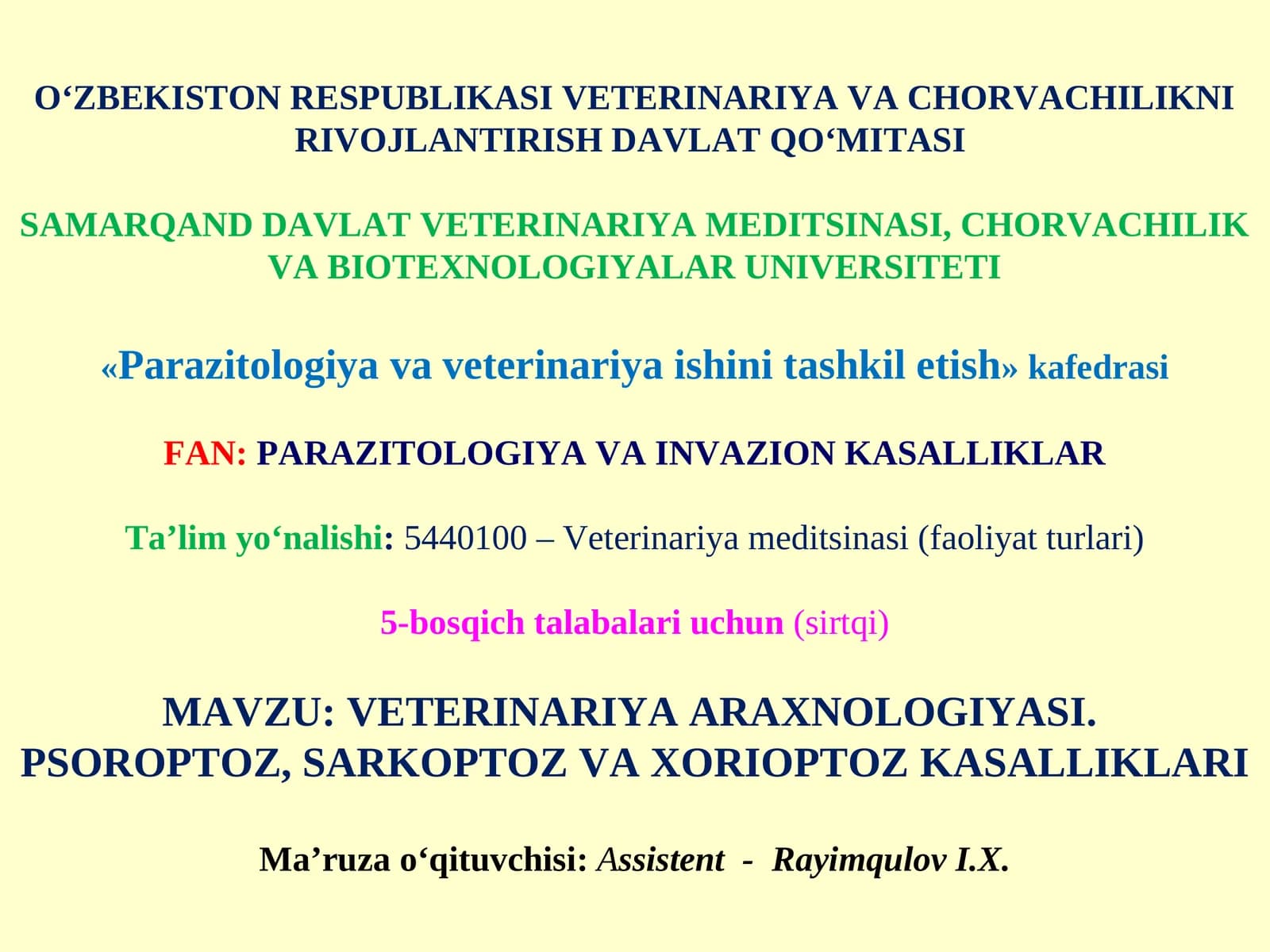 VETERINARIYA ARAXNOLOGIYASI