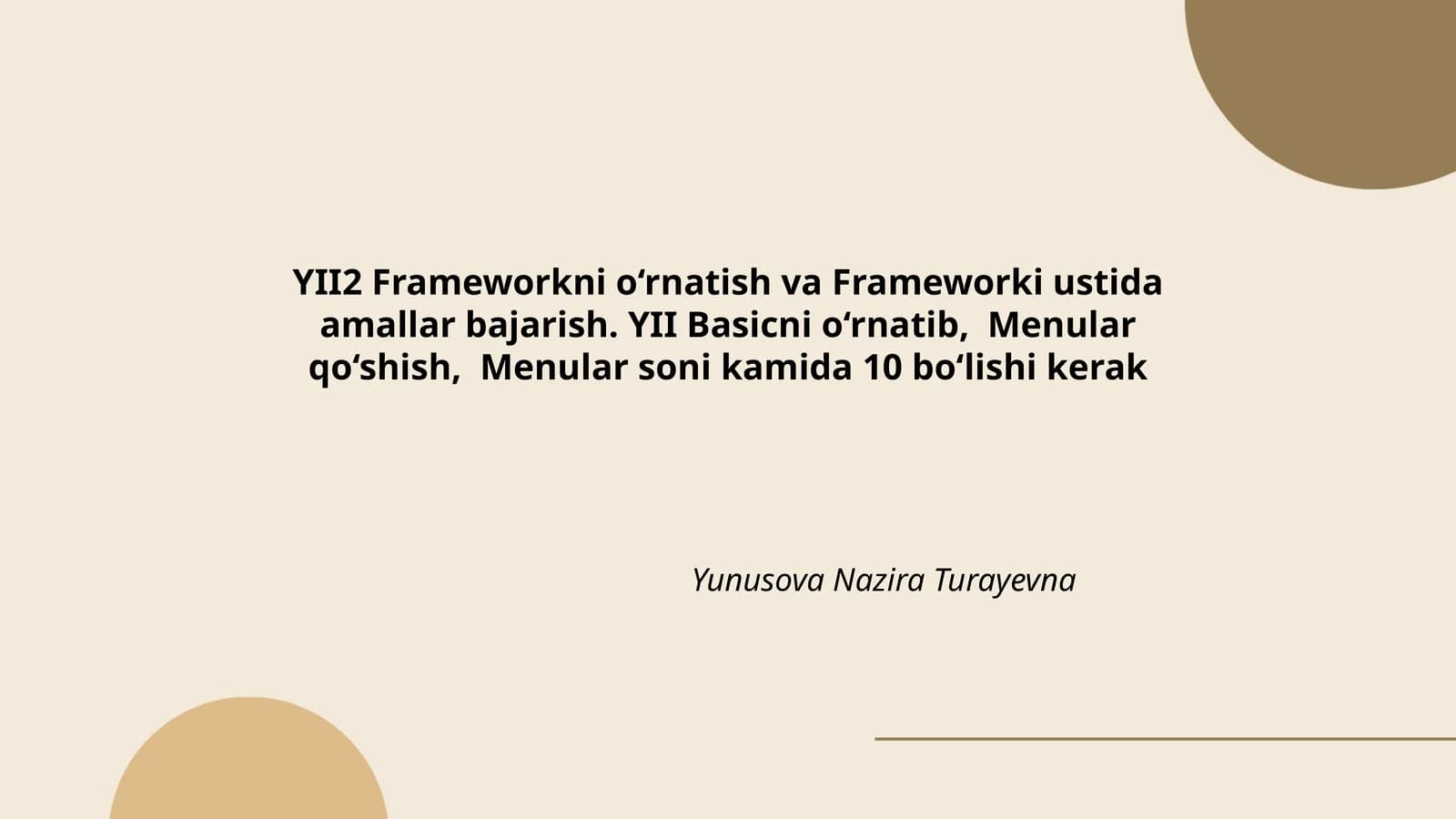 YII2 Framework bilan ishlash