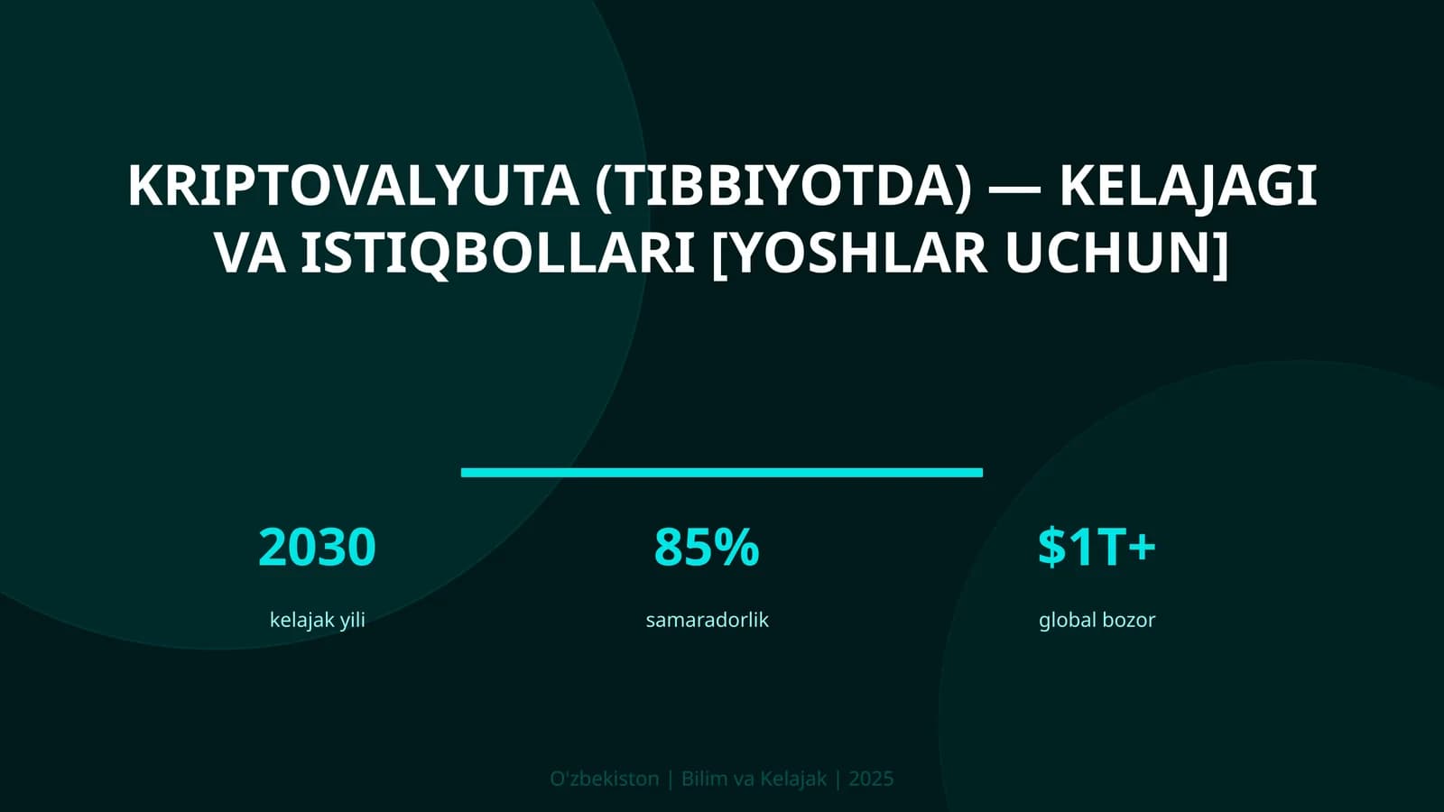 Kriptovalyuta (tibbiyotda) — kelajagi va istiqbollari (yoshlar uchun)