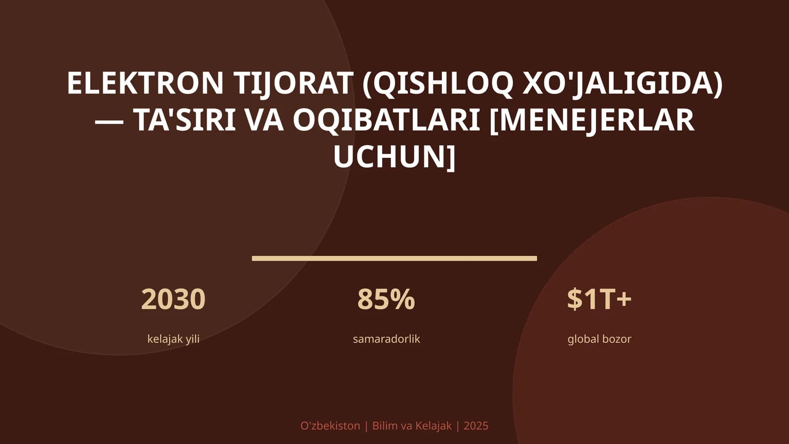 Elektron tijorat (qishloq xo'jaligida) — ta'siri va oqibatlari [menejerlar uchun]