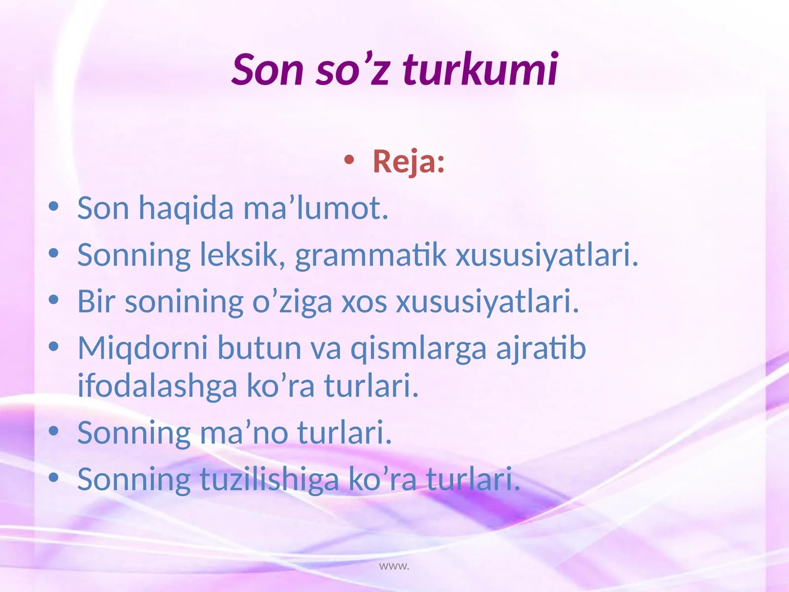 Son so’z turkumi