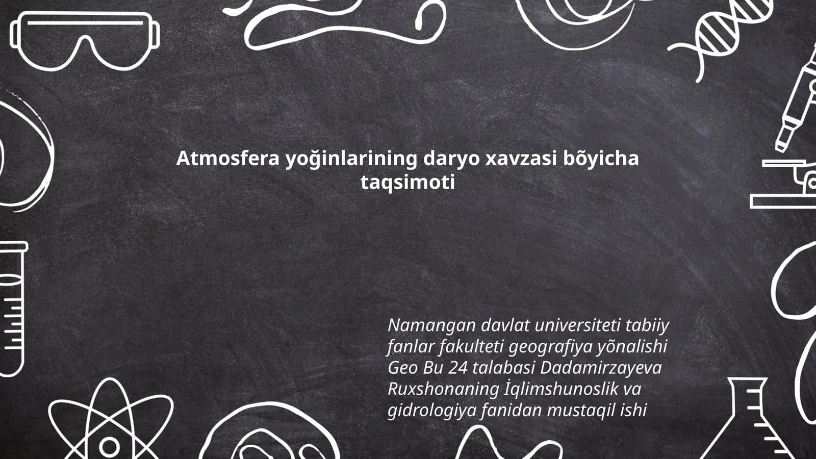 Atmosfera yoğinlarining daryo xavzasi bõyicha taqsimoti