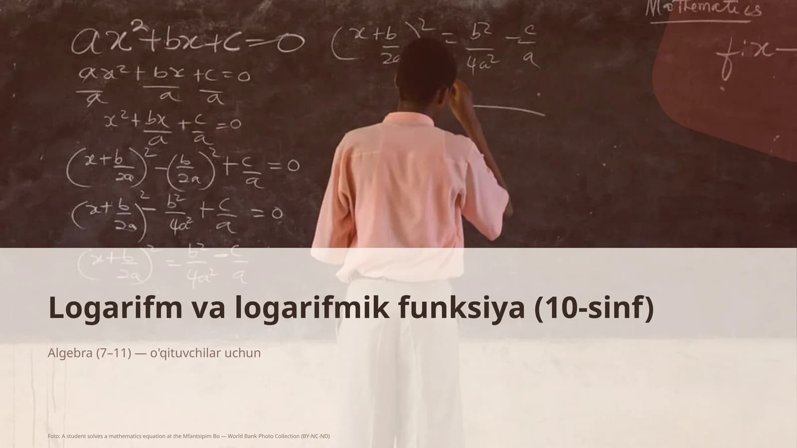 Logarifm va logarifmik funksiya (10-sinf)