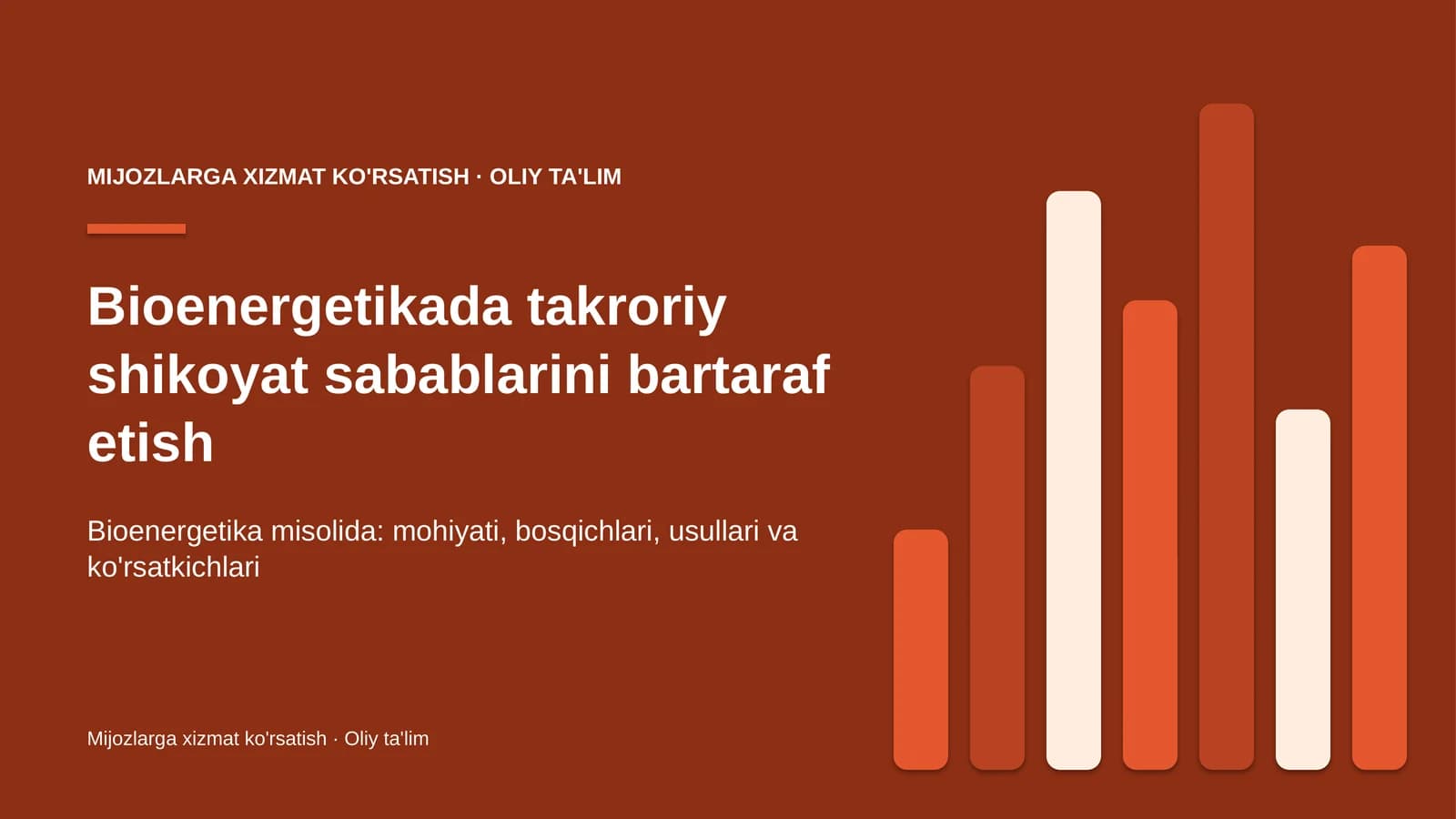 Bioenergetikada takroriy shikoyat sabablarini bartaraf etish